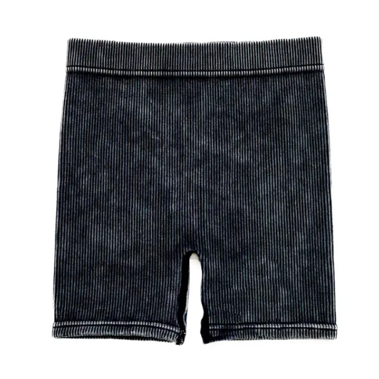 Acid Wash Biker Short | Onyx