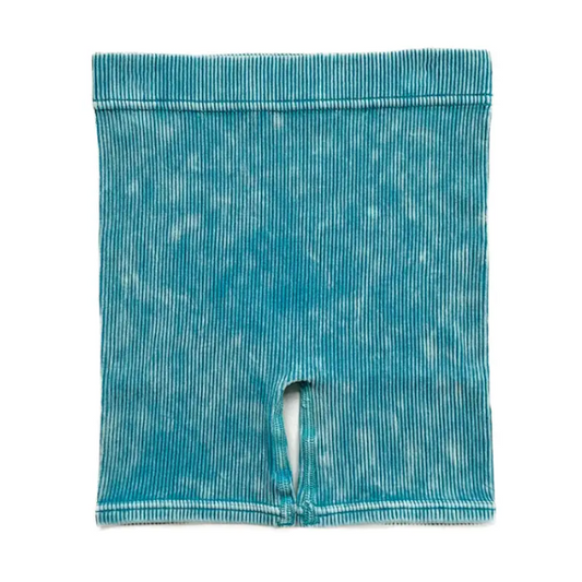 Acid Wash Biker Short | Teal