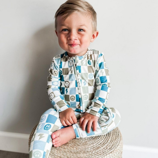 Lightning Bolt Checkerboard Romper | 0-3 mo to 18-24 mo