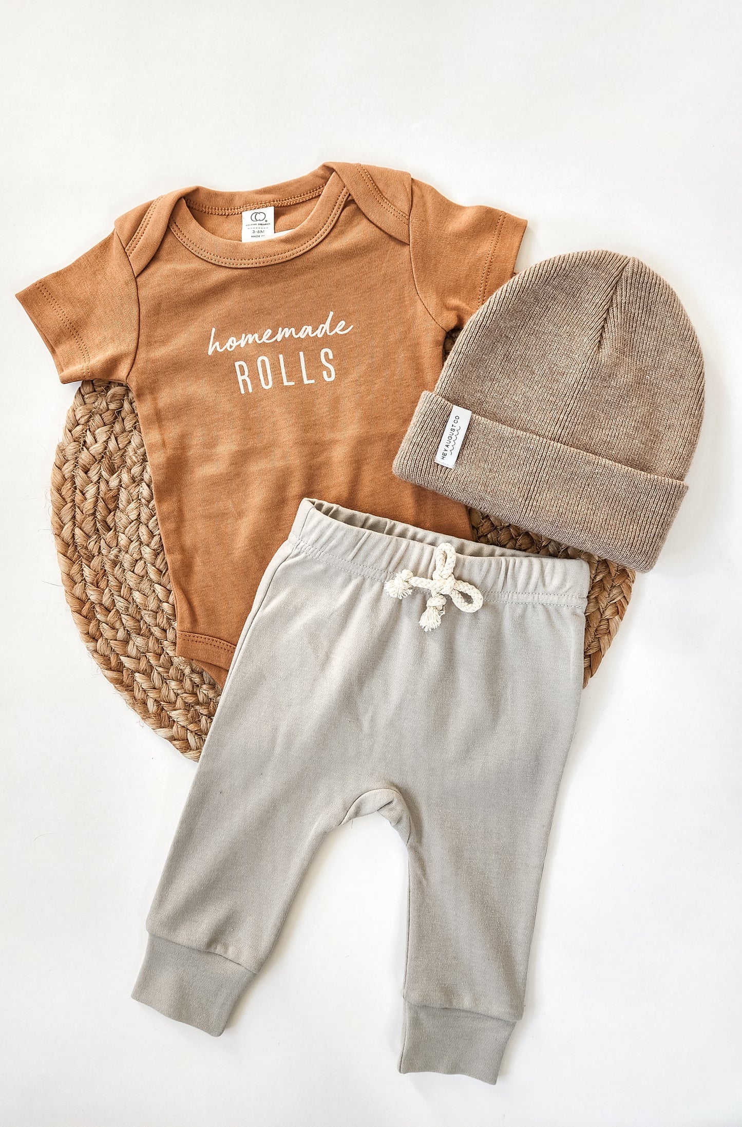 Organic Cotton Joggers | Stone | 3-6 mo & 2T
