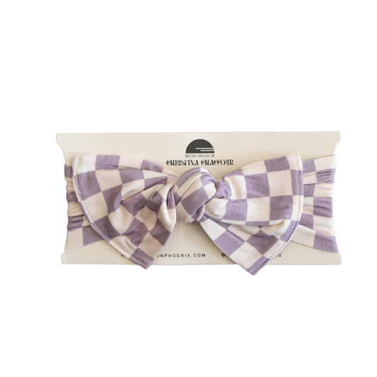 Checkered Head Wrap  |  Lavender  |  Lightning Smiley