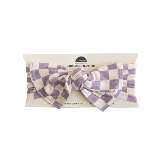 Checkered Head Wrap | Lavender | Lightning Smiley