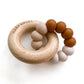 Silicone and Wood Teether Ring (Cappuccino Tan & Cream)