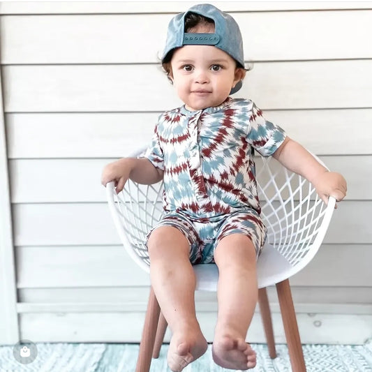 Bamboo Infant/Toddler Shortie Romper | Americana Tie Dye