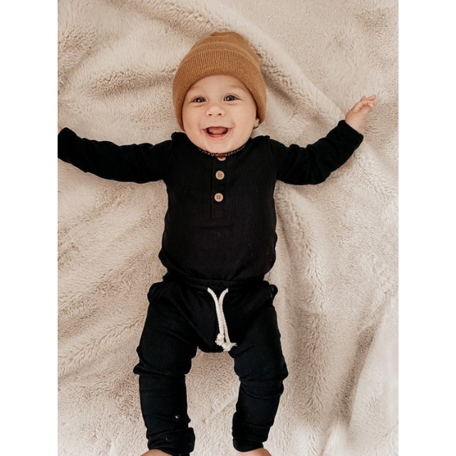 Ribbed Jogger Pants | Black | 0-3 mo