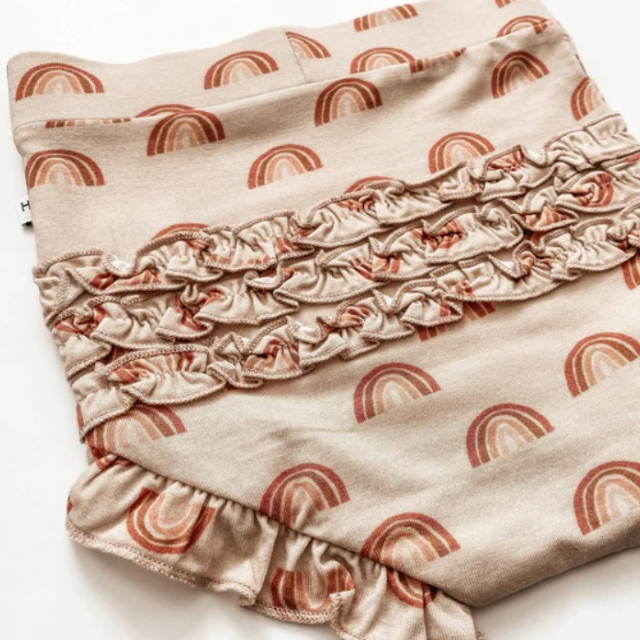Brown Rainbow Ruffle Baby Bloomers