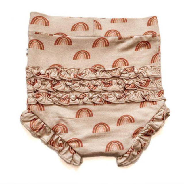 Brown Rainbow Ruffle Baby Bloomers