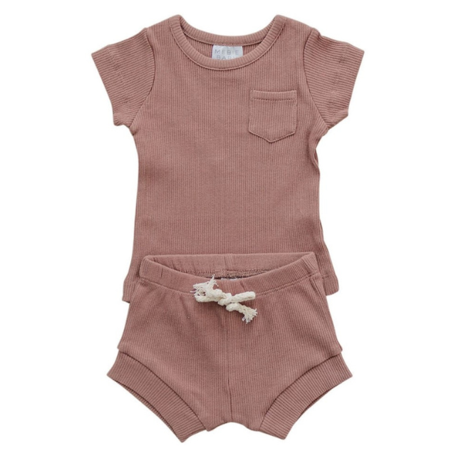 Dusty Rose Organic Cotton Ribbed Set | 0-3 mo to 4T