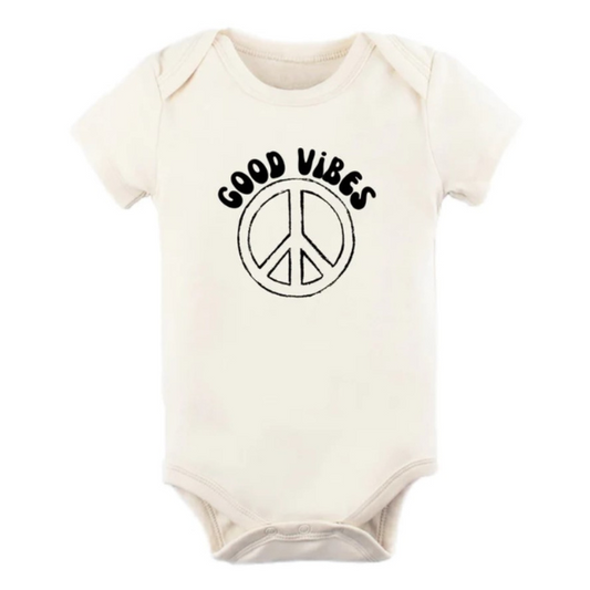 Good Vibes Peace Sign | Organic Cotton Bodysuit | 0-3 mo