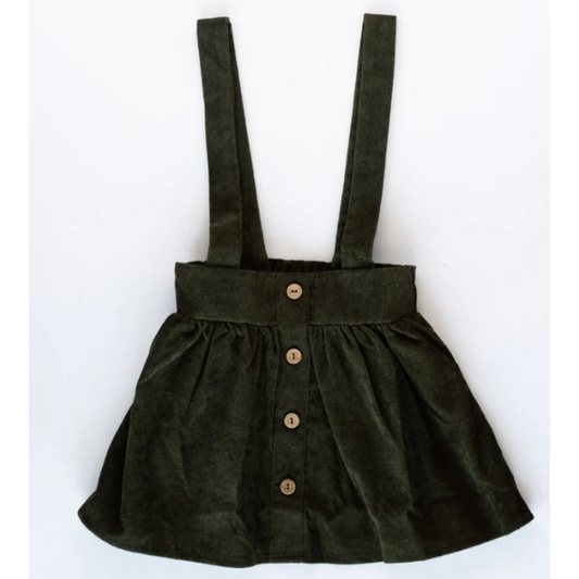 Corduroy Suspender Skirt | Olive