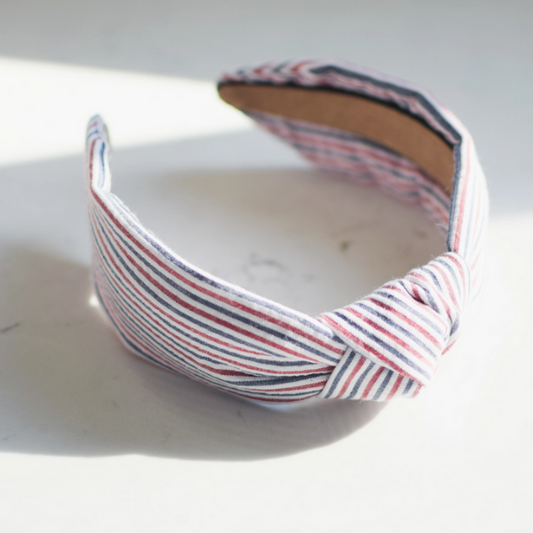 Knotted Headband | Red, White & Blue | Seersucker Headband