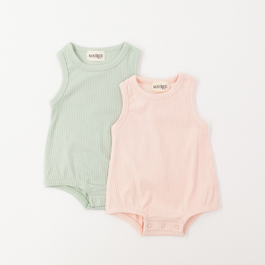 Ribbed Bubble Onesie | Blush or Sage Romper | 3-6 mo