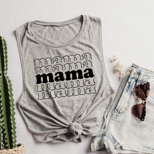 Mama Muscle Tank | S Grey