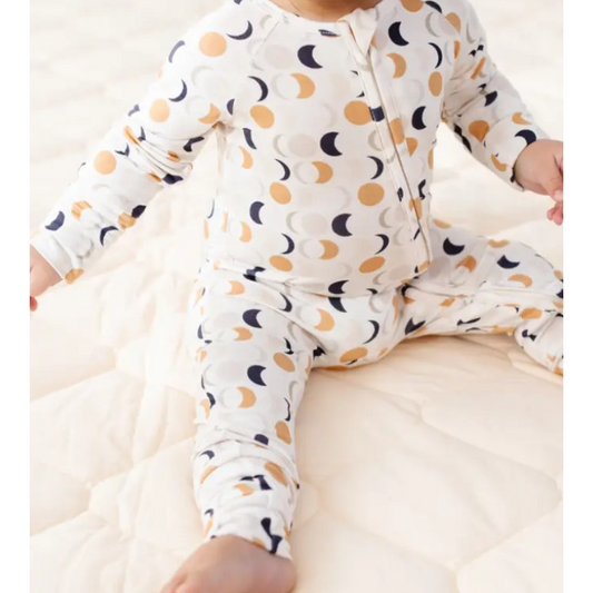 Bamboo Fold-Over Feet Zipper Sleeper | Ivory Moons