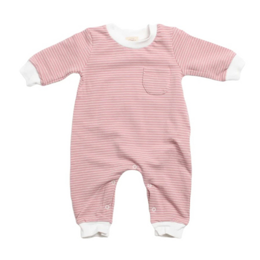 French Terry Romper | Dusty Pink Stripe