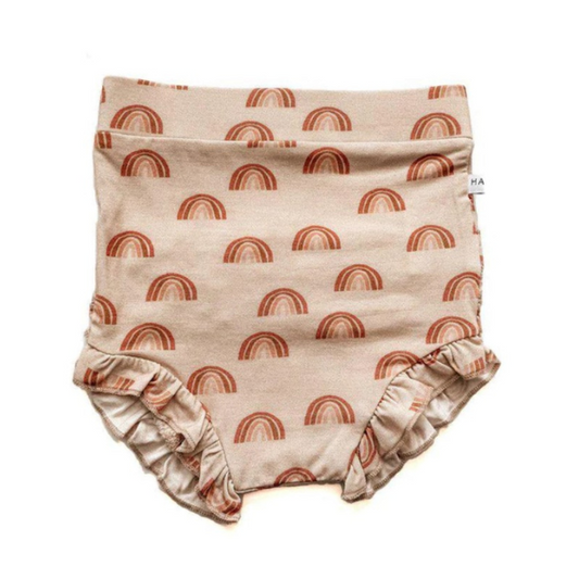 Brown Rainbow Ruffle Baby Bloomers