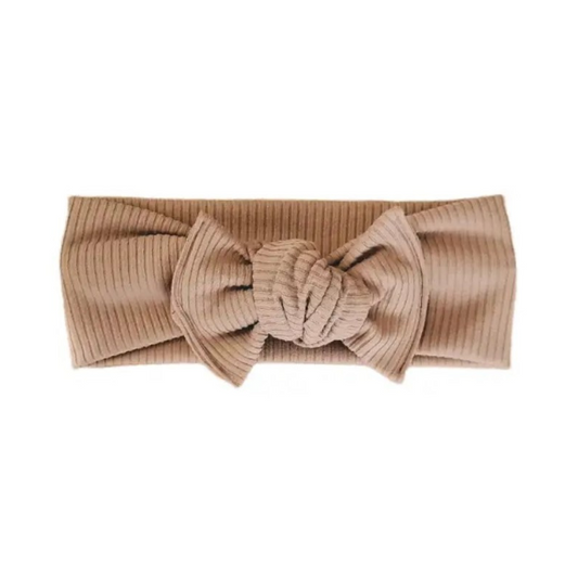 Tie-on Headwrap  |  Cafe Latte Brushed Ribbed