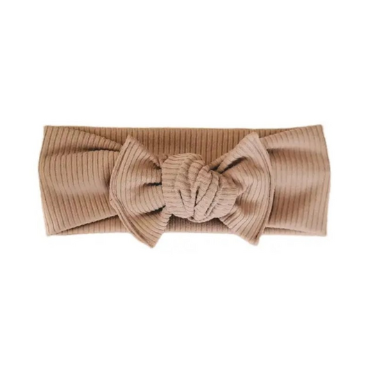 Tie-on Headwrap | Cafe Latte Brushed Ribbed
