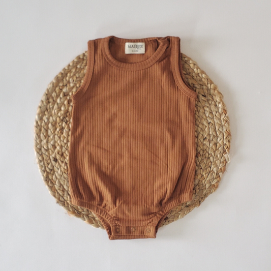 Ribbed Bubble Onesie | Rust | 12-18 mo