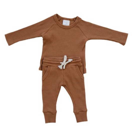 Rust Organic Cotton Ribbed Pocket Set | 0/3, 3/6, 6/12