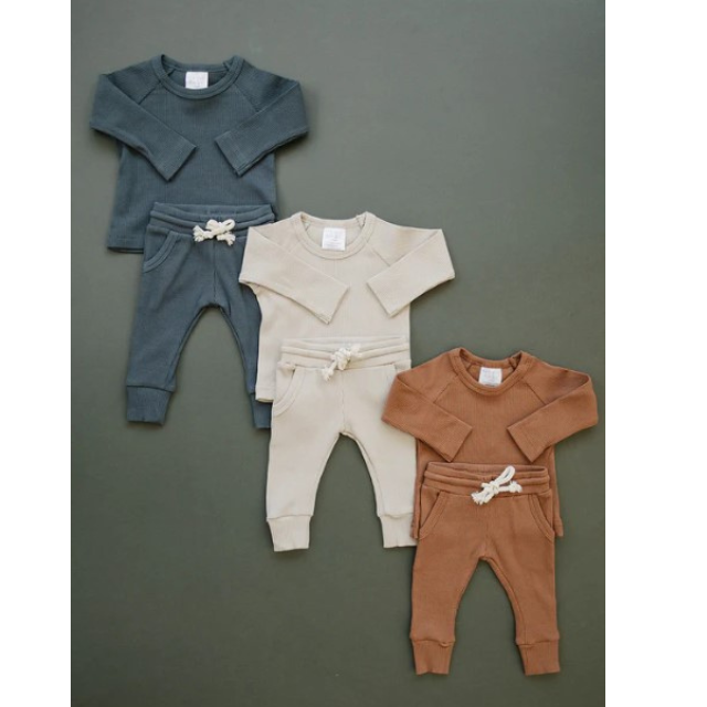 Rust Organic Cotton Ribbed Pocket Set | 0/3, 3/6, 6/12