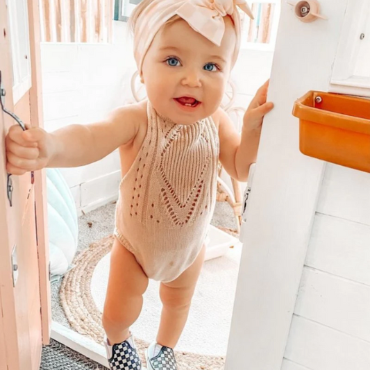 Drake Crochet Halter Leotard | Vanilla