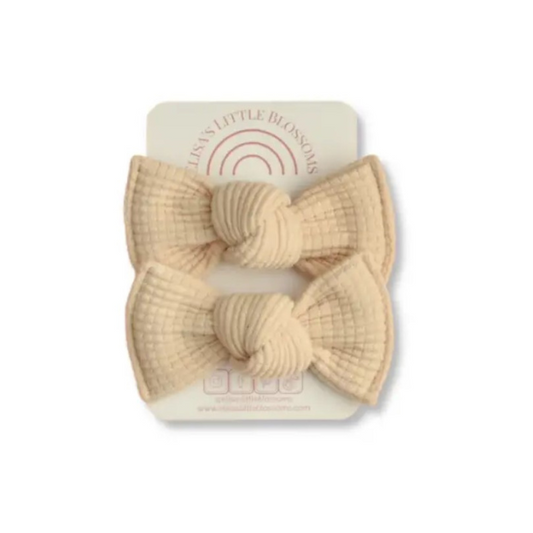 Knot Pigtail Set | Organic Waffle Knit | Oatmeal