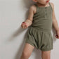 Summer Shortie Set  |   Dark Purple + Khaki Olive  |  Organic Cotton