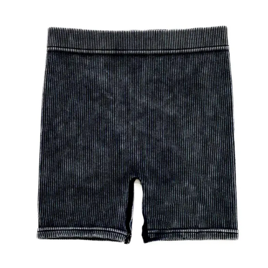 Acid Wash Biker Short  |  Onyx