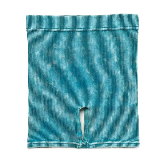 Acid Wash Biker Short  |  Teal