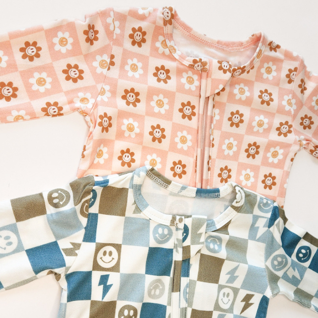 Checkerboard Daisy Romper  |  0-3 mo to 18-24 mo