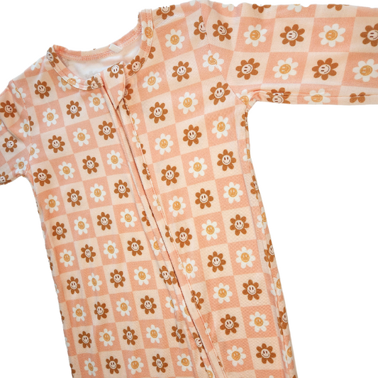 Checkerboard Daisy Romper  |  0-3 mo to 18-24 mo