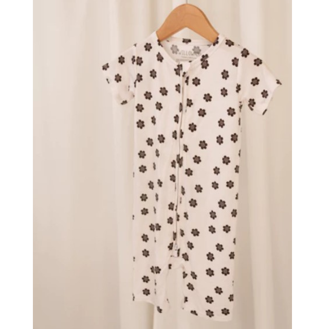 Shortie Romper - Daisy Check  |  Bamboo