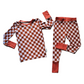 Pink Rust Check Bamboo Two-Piece Set