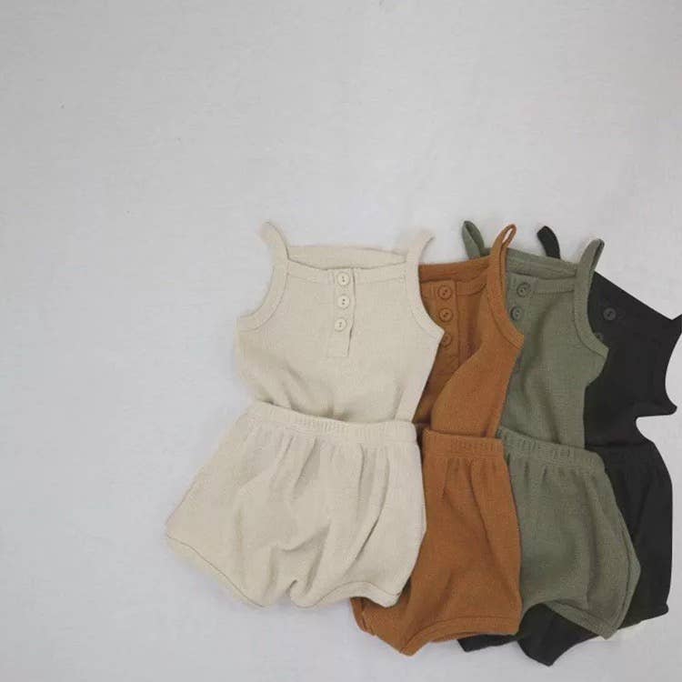 Summer Shortie Set  |   Dark Purple + Khaki Olive  |  Organic Cotton