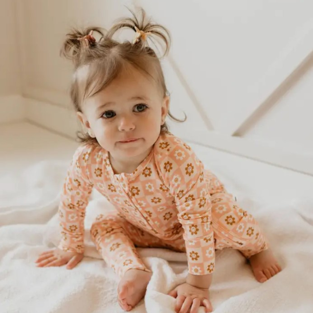 Checkerboard Daisy Romper  |  0-3 mo to 18-24 mo