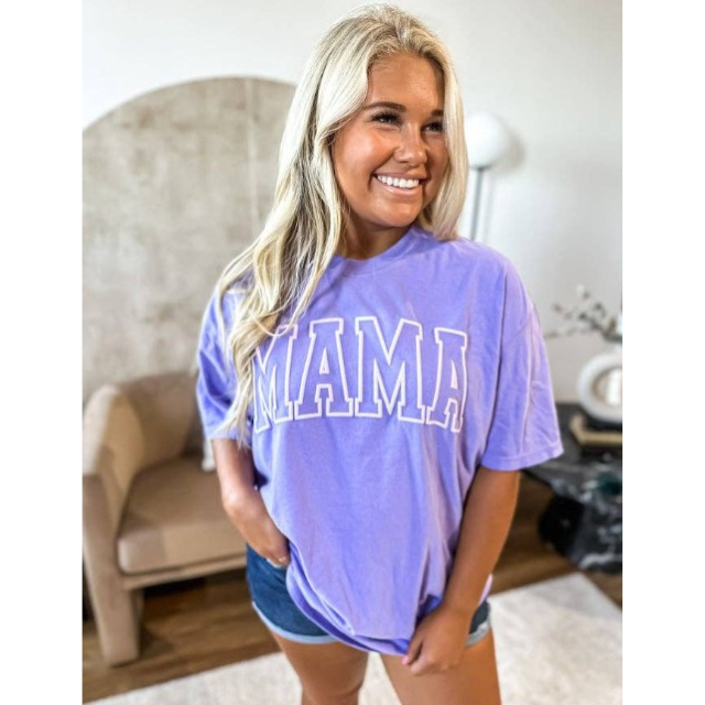 Mama Graphic Tee  |  Puff Graphic  |  Lilac
