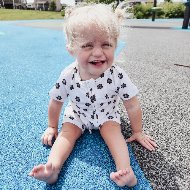 Shortie Romper - Daisy Check  |  Bamboo