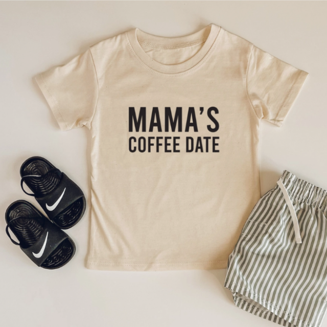 Mama's Coffee Date |  Ivory Kids Tee  |  3T