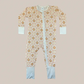 Organic Bamboo Zipper Jumpsuit - Smiley Daisy  |  0-3 mo