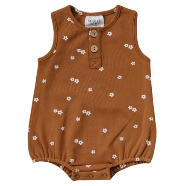 Mustard Floral Bubble Romper  | 0-3 mo to 2T