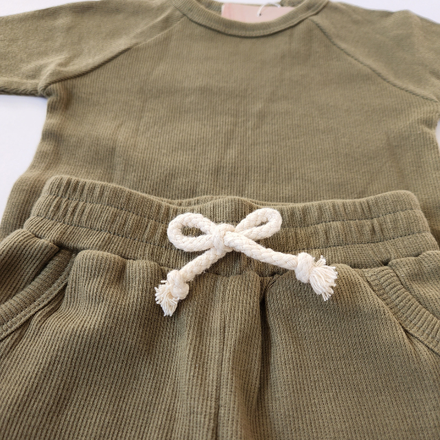 Ribbed Raglan Set  |   Army Green  |  3/6, 6/12