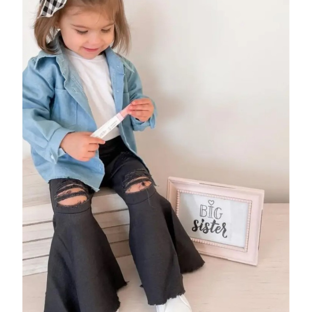 Barbie Pleated Denim Bell Bottoms  |  Distressed Black