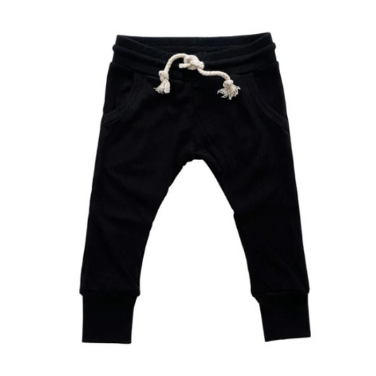 Ribbed Jogger Pants  |  Black  |  0-3 mo