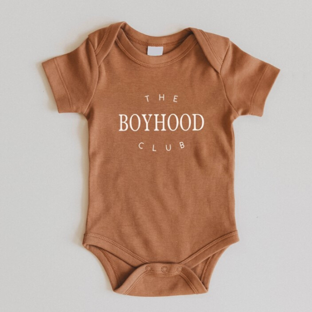 Boyhood Club Rust Onesie  |  Baby Bodysuit