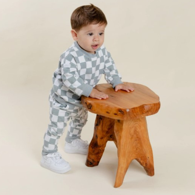 Checkered Pullover and Joggers Set