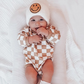 Organic Tan Check Bubble French Terry Romper  |  0-3 mo  to 18-24 mo