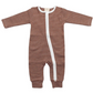 Organic Cotton Zip Romper   |   Cocoa Stripe  |  0-3 mo