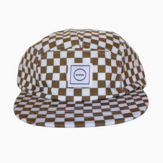 Cotton Five-Panel Hat in Copper Check