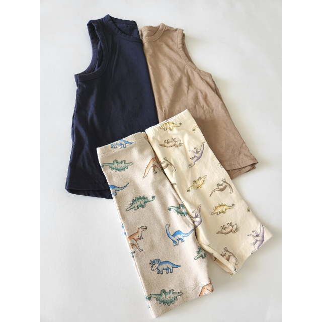 Baby Sleeveless Top and Dino Print Short Set